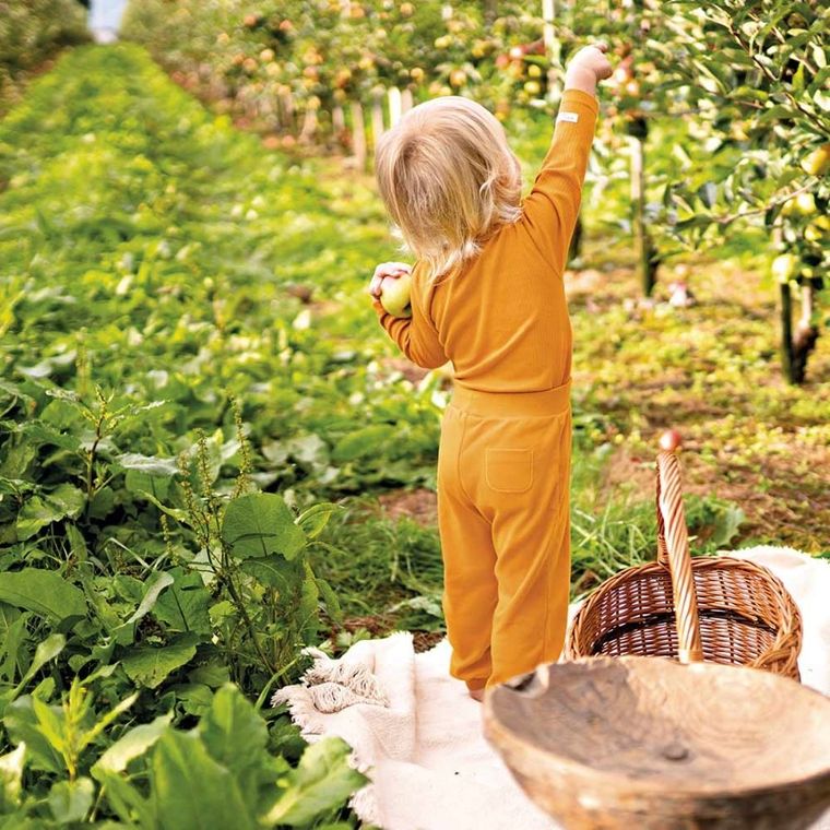 Body niemowlęce z długim rękawem, żółte, Eevi