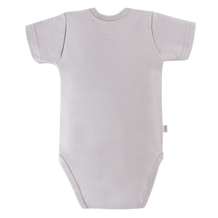 Body niemowlęce z krótkim rękawem, szare, królik, Eevi
