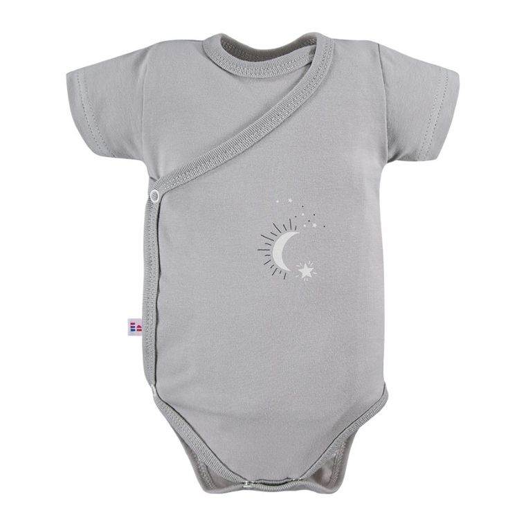 Body niemowlęce z krótkim rękawem, szare, zestaw, 3 szt., Eevi