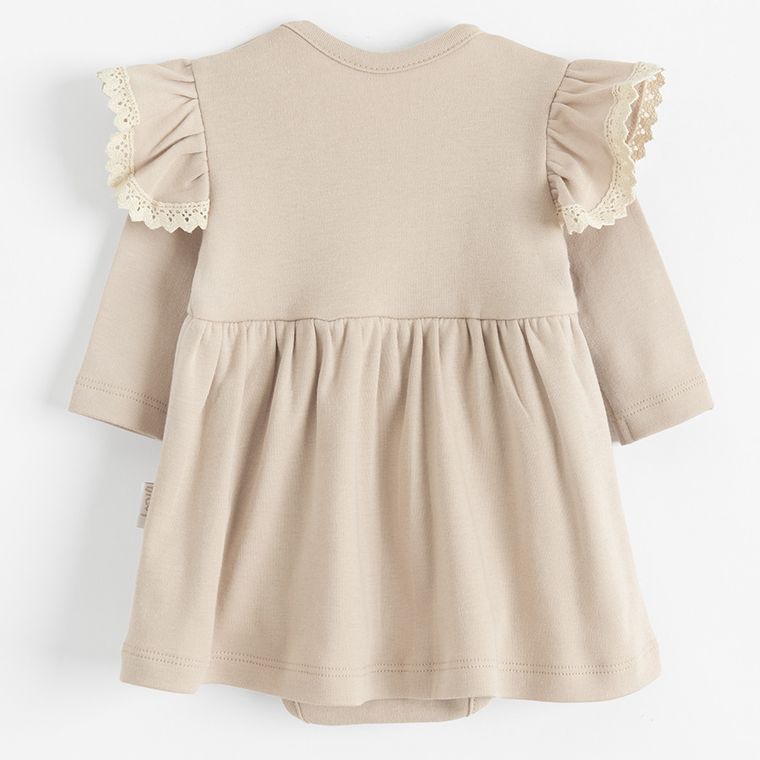 Body sukienka dziewczęce z długim rękawem, beżowe, Nicol