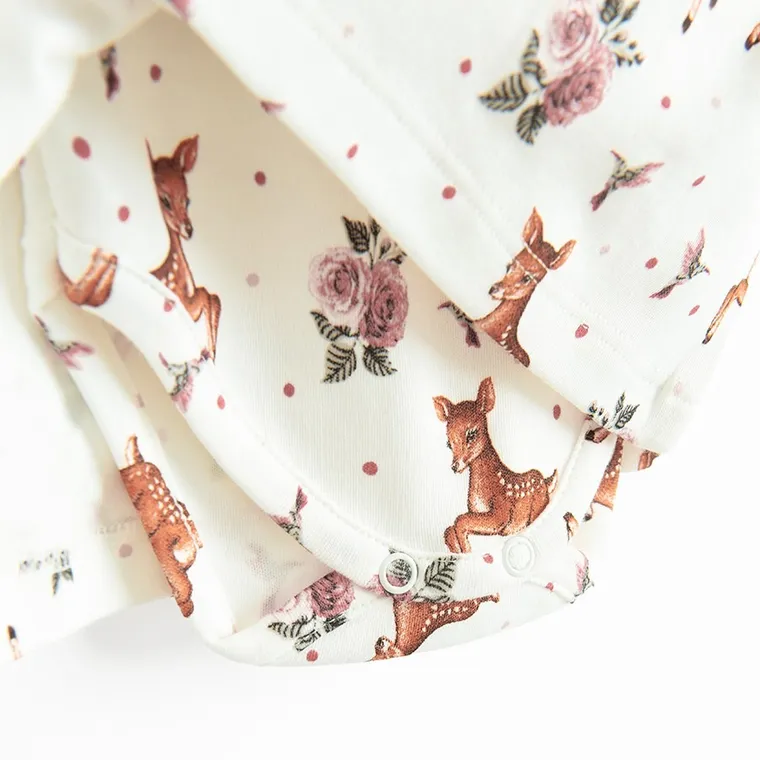 Body sukienka dziewczęce z długim rękawem, ecru, Nicol