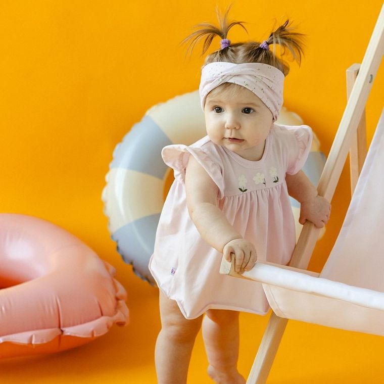 Body sukienka dziewczęce z krótkim rękawem, różowe, Eevi