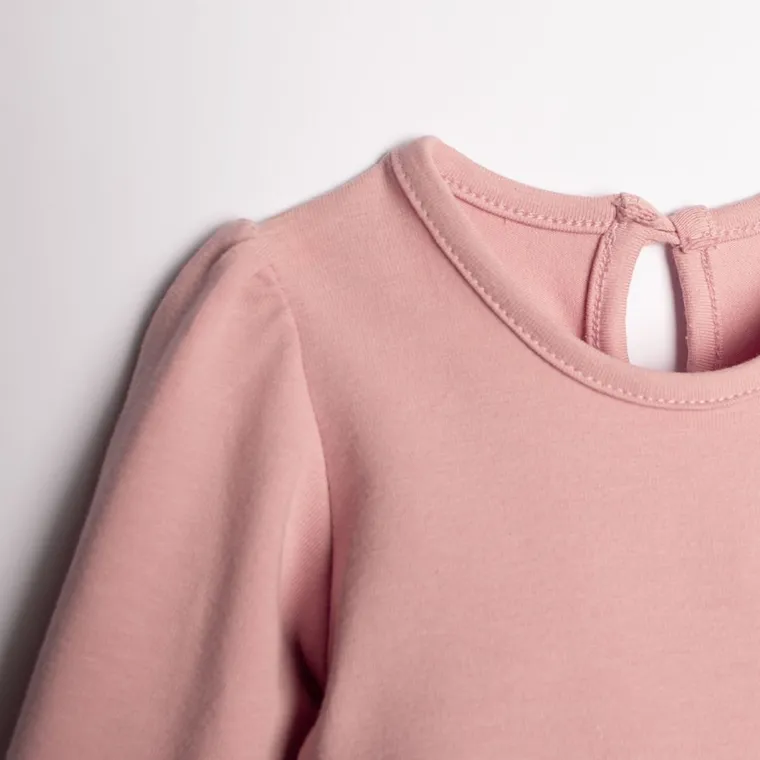 Body sukienka z długim rękawem, różowe, Nicol