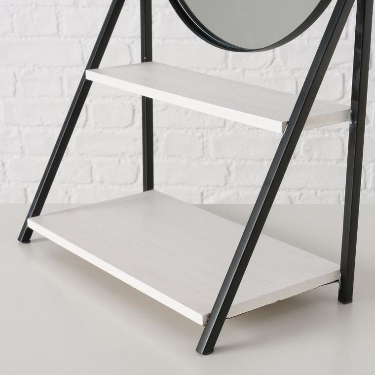 Boltze, Acapulco, okrągłe lusterko stojące z półką, 50,5 cm