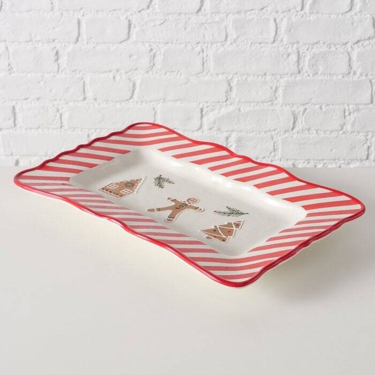Boltze Home, ceramiczny półmisek w świątecznych kolorach, 39-25 cm