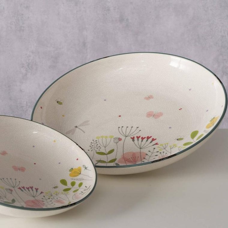 Boltze Home, Florina, talerze ceramiczne, kwiaty polne, 2 szt.