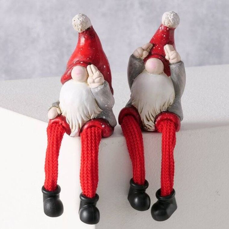 Boltze Home, Hayo, ceramiczna figurka, siedzący gnom, 18 cm