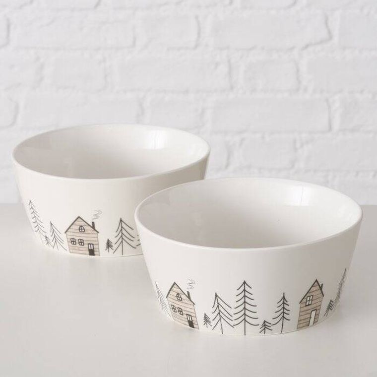 Boltze Home, Homewood, miseczka z zimowym motywem choinek, średnica 15 cm