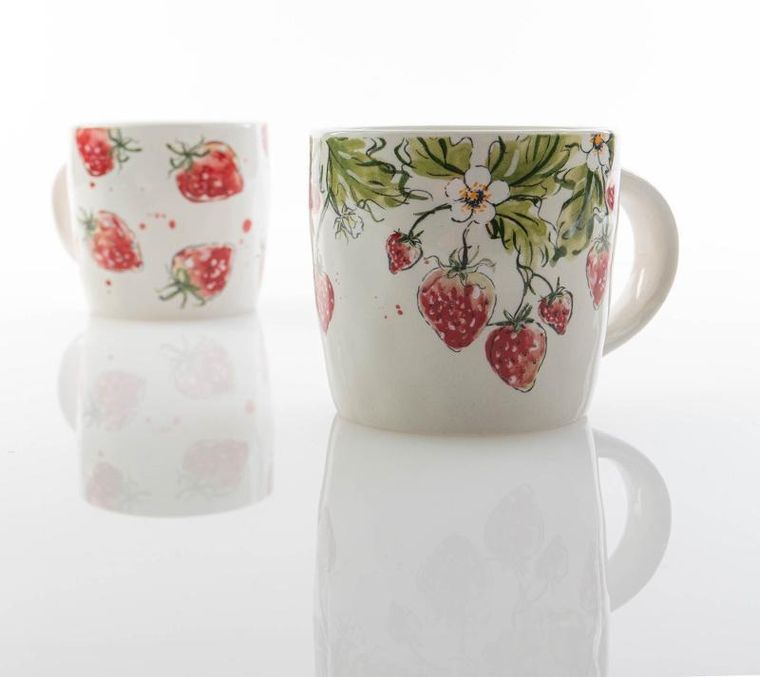 Boltze Home, kubek ceramiczny w truskawki, Strawberry, 450 ml