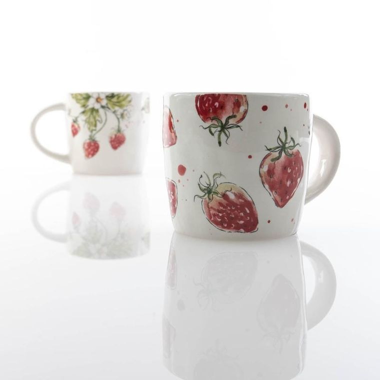 Boltze Home, kubek ceramiczny w truskawki, Strawberry, 450 ml