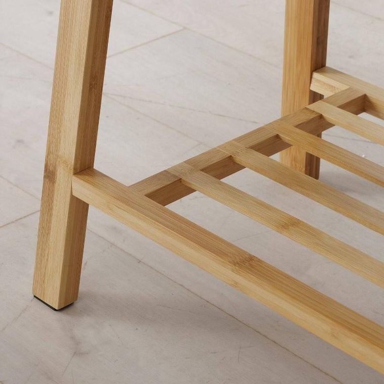 Boltze Home, ławka na buty z siedziskiem miś, Benja, bambusowy stelaż