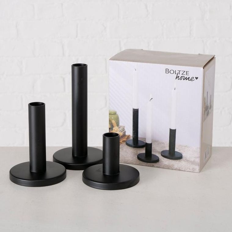 Boltze Home, Malko, świecznik metalowy, 9 cm, 3 szt.