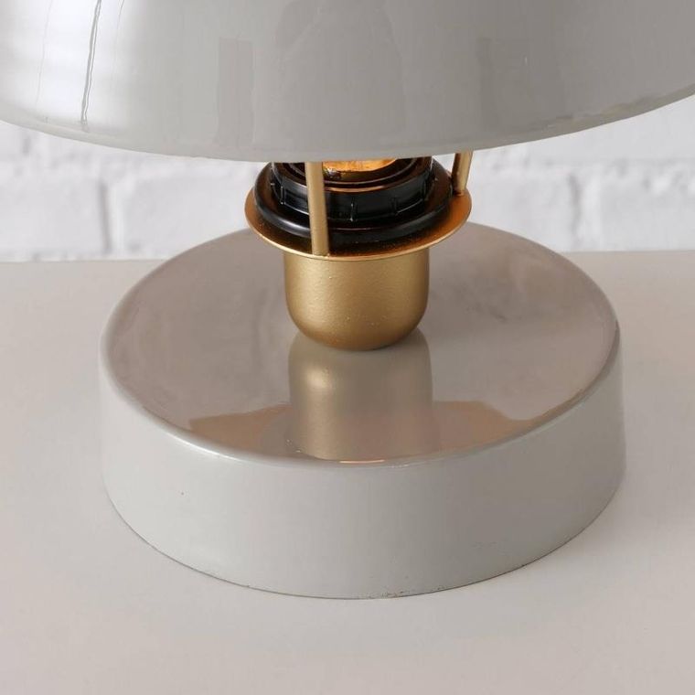 Boltze Home, metalowa lampka stołowa Clover, szary klosz, Ø 25 cm