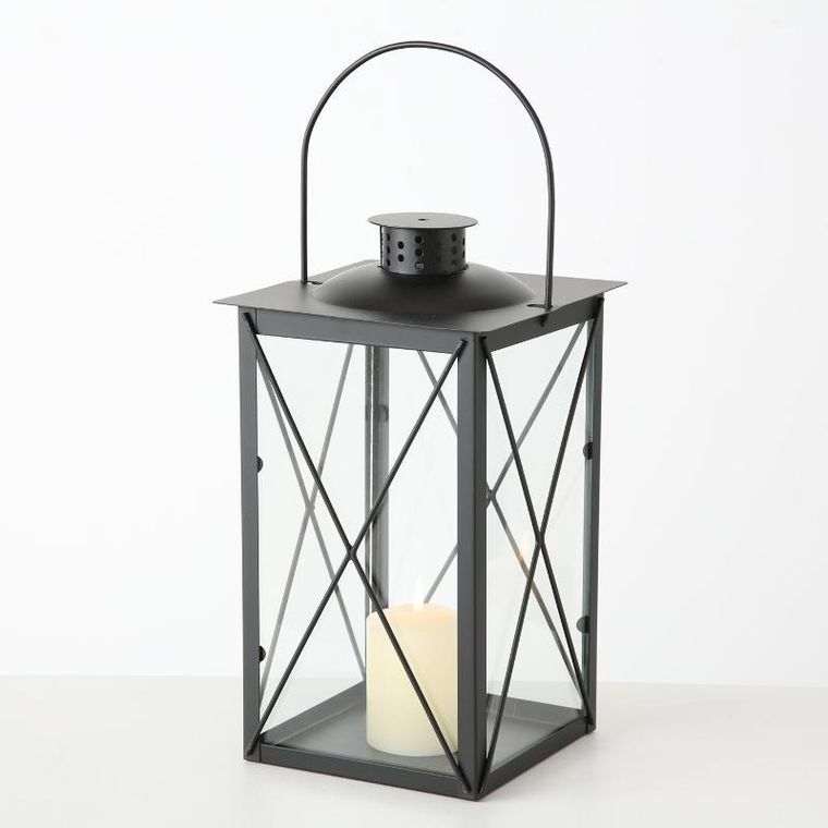 Boltze Home, metalowy lampion na świecę, szklane szyby, Farol, 30 cm