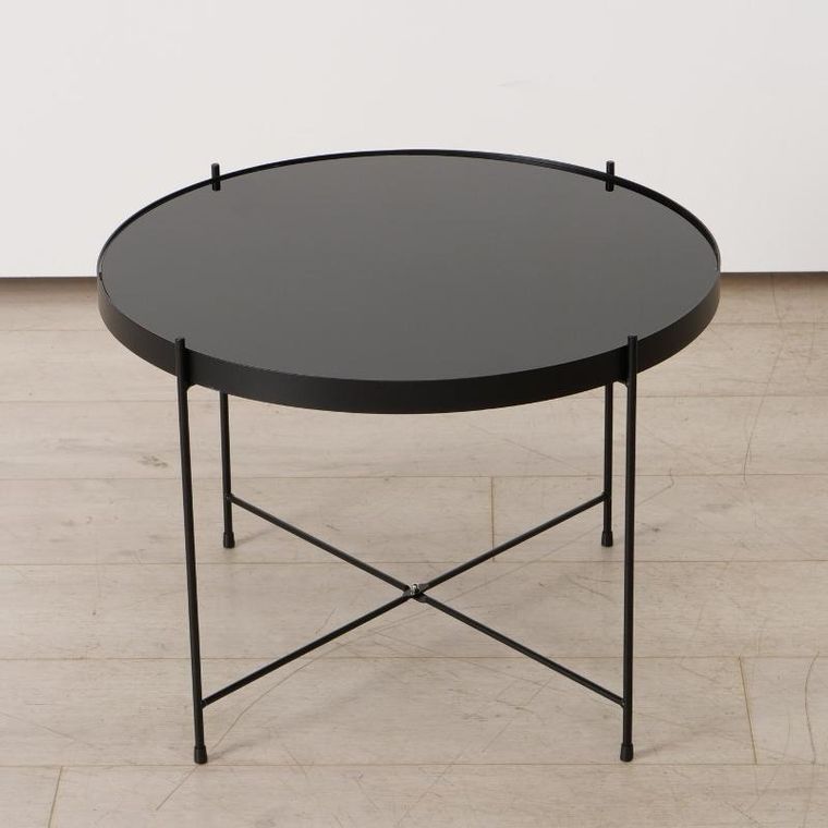 Boltze Home, metalowy stolik ze szklanym blatem, Sherin, 40 cm