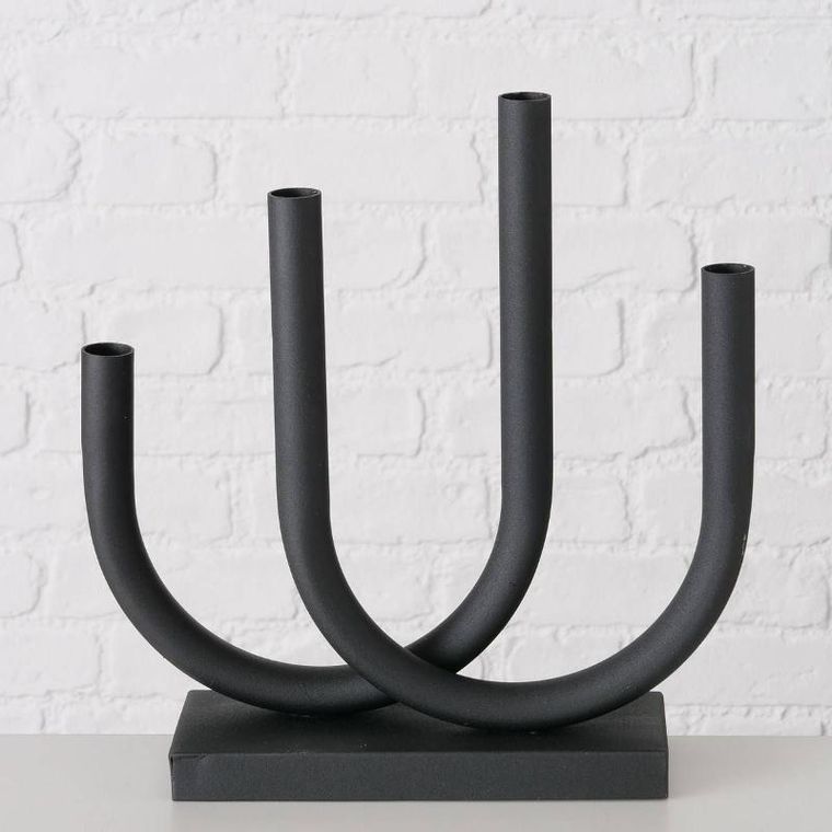 Boltze Home, metalowy świecznik Tonis, 34-33 cm, czarny