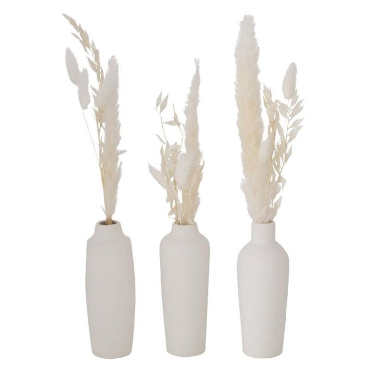 Boltze Home, porcelanowy wazon dekoracyjny, Bianca, suszone kwiaty, wys. 16 cm