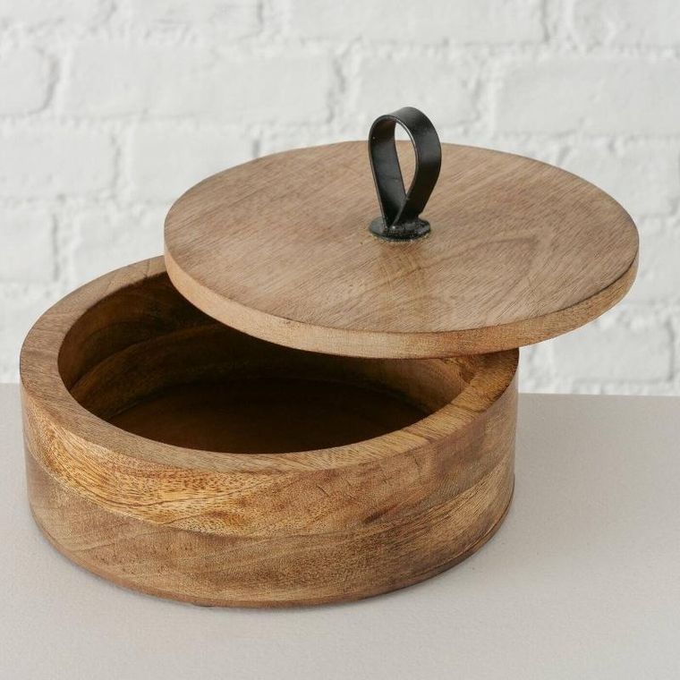 Boltze Home, pudełko okrągłe KABIR, drewno mango, Ø 19 cm