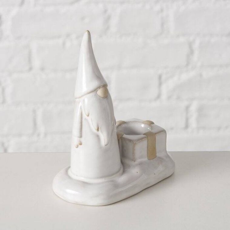 Boltze Home, Slavko, świecznik z gnomem na pojedynczą świecę, 11 cm