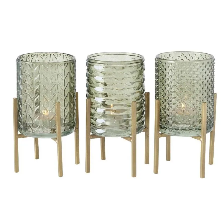 Boltze Home, świecznik na tealighty, Bolito, zielone szkło, Ø 8 cm