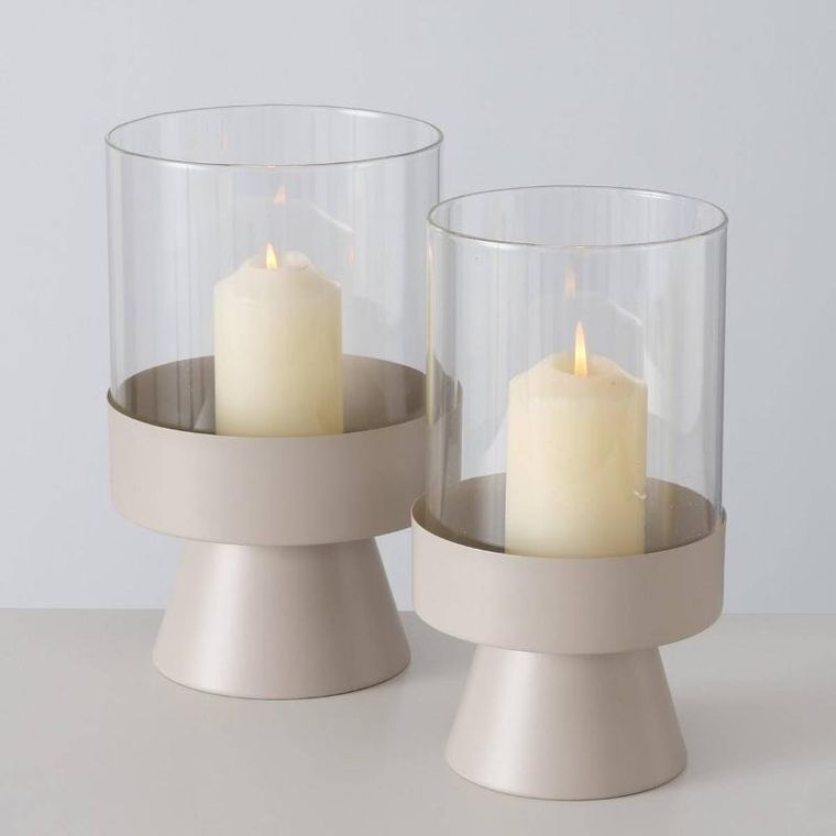 Boltze Home, świeczniki szklane Pallas, metalowa nóżka, 2 szt.