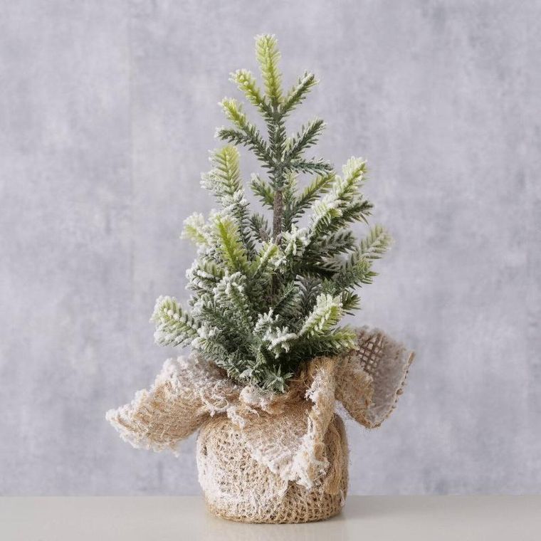Boltze Home, Tanne, sztuczna choinka w jutowej doniczce, 22 cm
