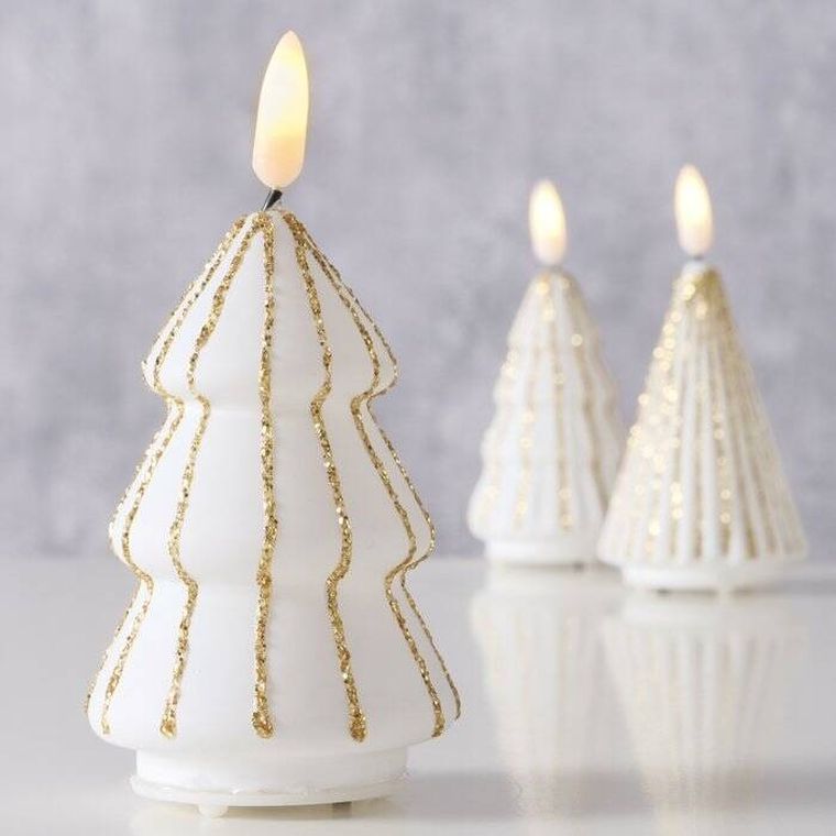 Boltze Home, Toris, świeca w kształcie choinki ze sztucznym płomieniem, 12 cm