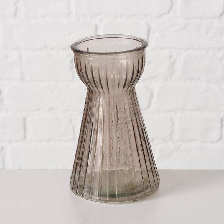 Boltze Home, wazon szklany, Hyacintha, ryflowane szkło, 15 cm