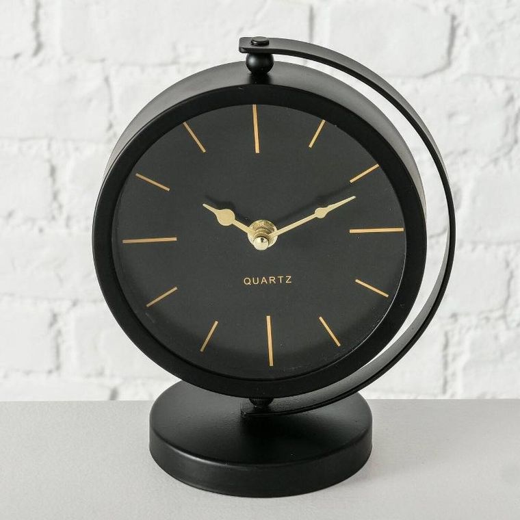 Boltze Home, zegar stołowy czarny, Balia, złote wskazówki, 20 cm