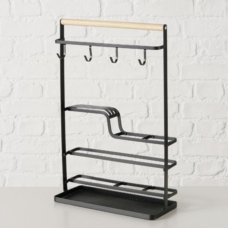 Boltze, metalowa półka z haczykami, Agneta, 43.5-28.5 cm
