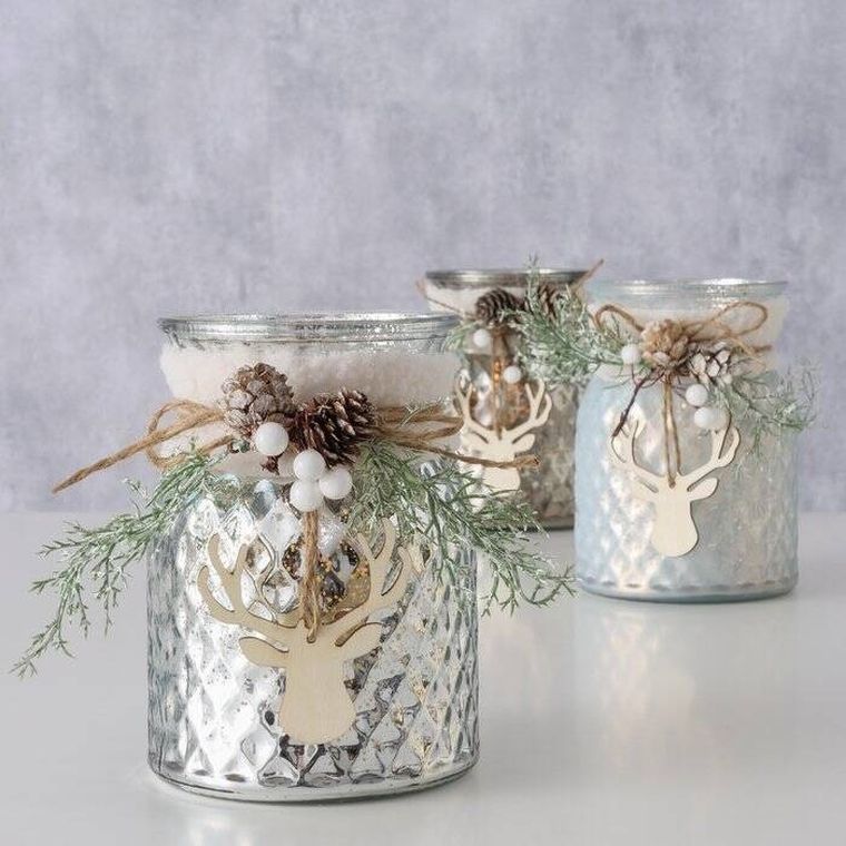 Boltze Xmas, Wilka, świecznik, słoik ze stroikiem, 16 cm