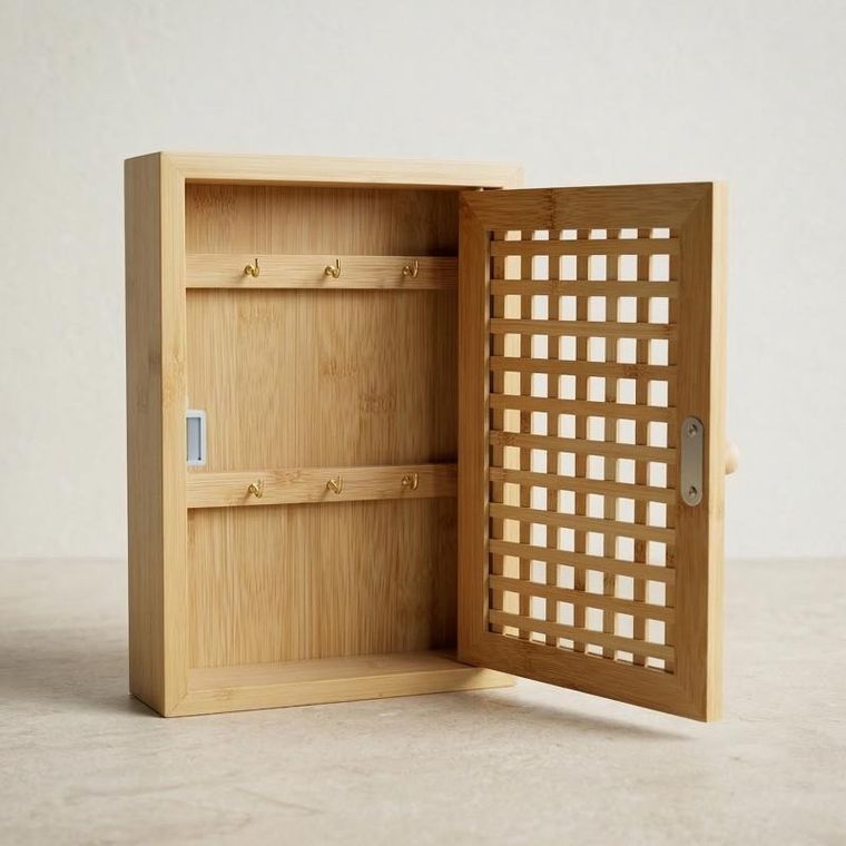 Boximo, Kizu, wisząca szafka na klucze, bambusowa, 19-27-6 cm