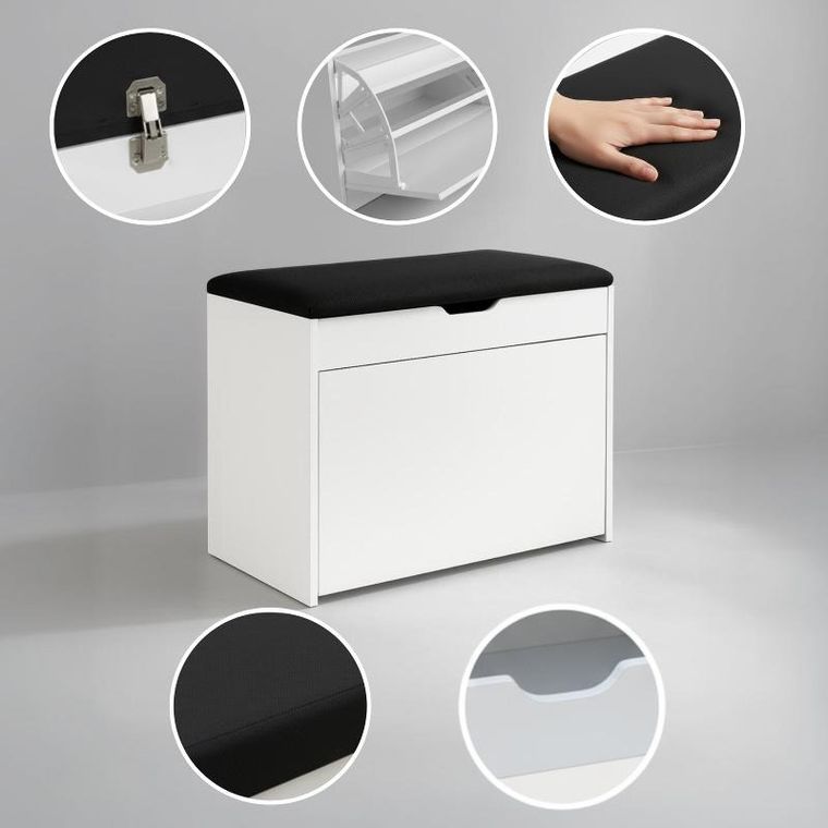 Boximo, Vault, szafka na buty z siedziskiem i wysuwanymi półkami, 57-30-53 cm