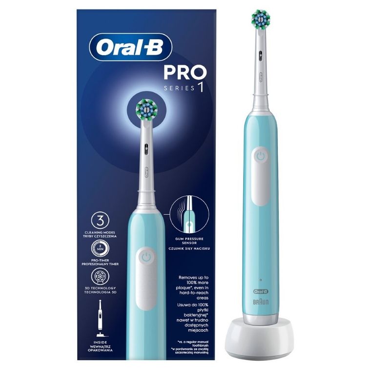 Braun, Oral-B, Pro1, szczoteczka elektryczna, CrossAction, Caribbean Blue