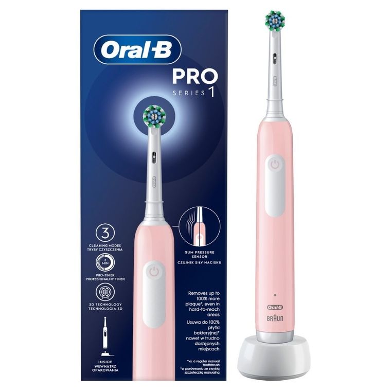 Braun, Oral-B, Pro1, szczoteczka elektryczna, CrossAction, Pink