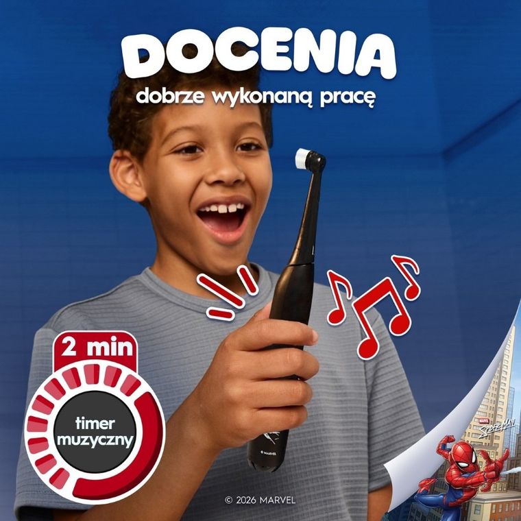Braun, Oral-B, Spider-Man, iO2 Kids, szczoteczka akumulatorowa dla dzieci