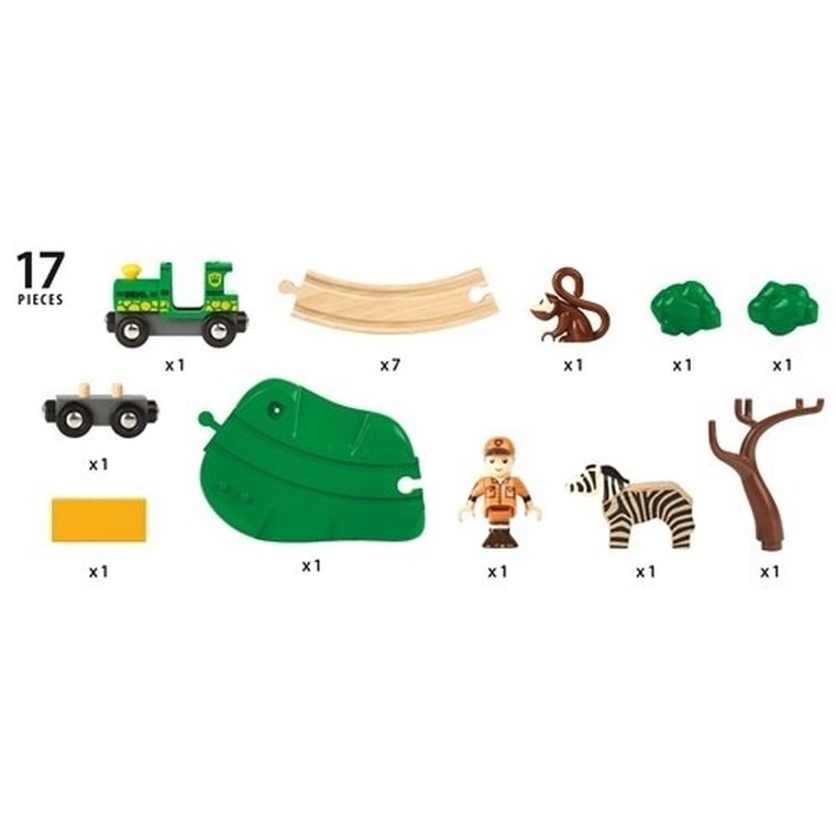 Brio World, Safari, kolejka drewniana, zabawka drewniana, 17 elementów
