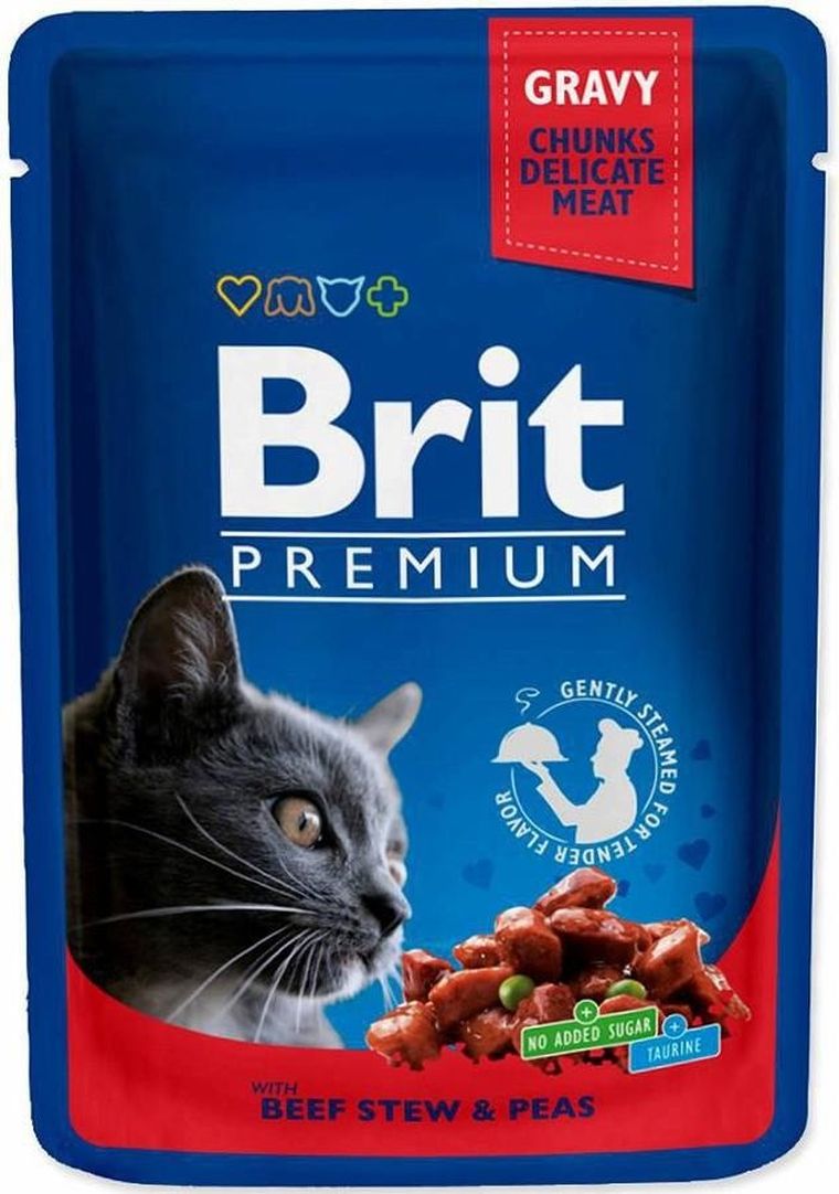 Brit Premium, Family Plate Chunks, Gravy Chunks, Adult, mokra karma dla kota, 12-100g