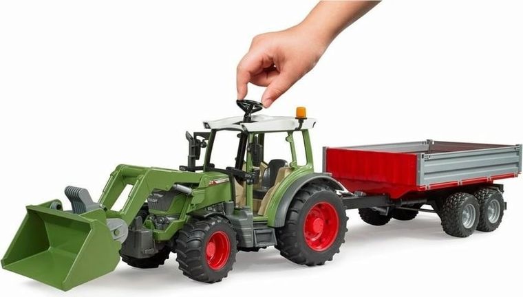 Bruder, Fendt Vario 211, traktor z ładowaczem i przyczepą, 1:16