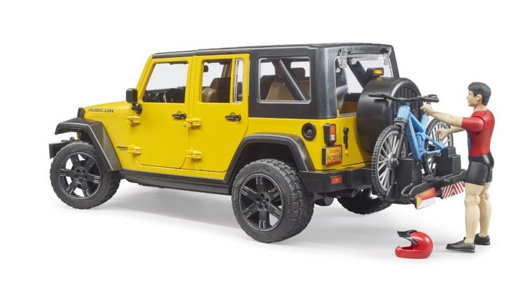 Bruder, Jeep Wrangler Rubicon, samochód z rowerem i figurką
