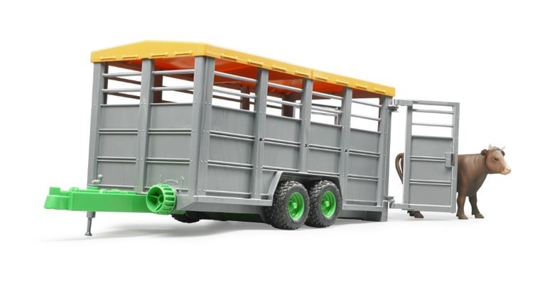 Bruder, Przyczepa 2-osiowa do przewozu krów z figurką krowy