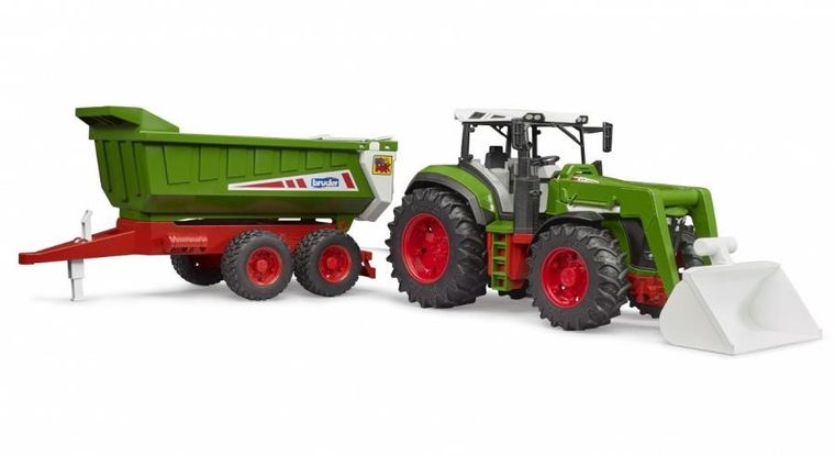 Bruder, traktor z ładowaczem czołowym i przyczepą