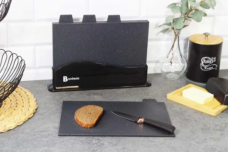 Brunbeste, zestaw 4 desek kuchennych w stojaku