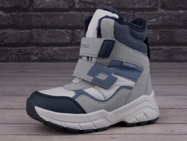 Buty zimowe chłopięce, ocieplane, szare, Lotto Hoonah Tex K
