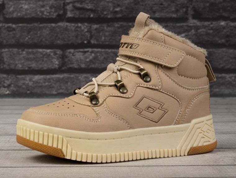 Buty zimowe dziecięce, ocieplane, beżowe, Lotto Jalana Fur K