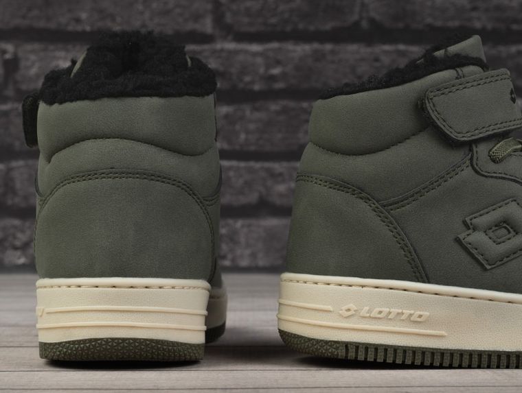 Buty zimowe dziecięce, ocieplane, khaki, Lotto