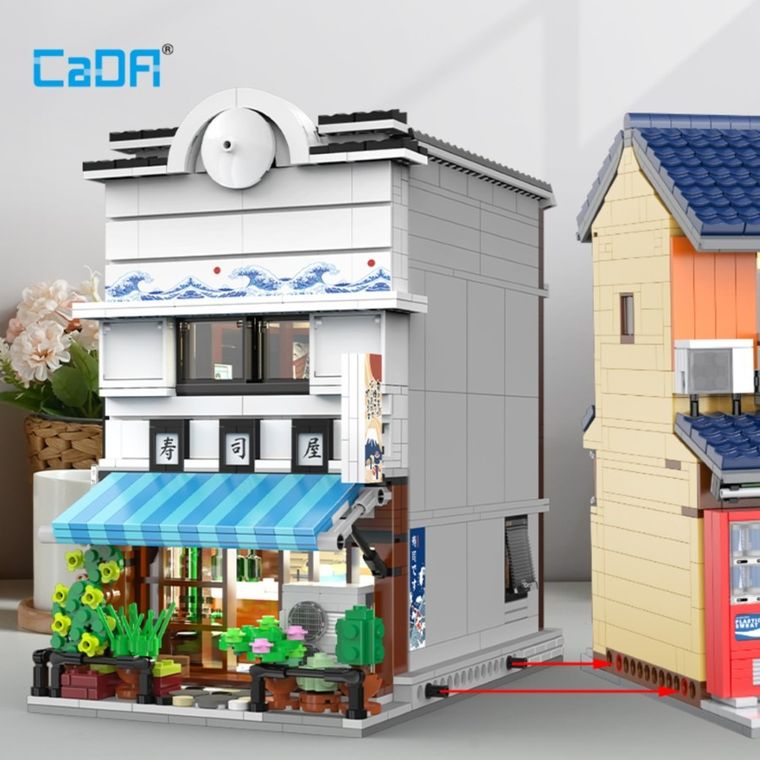 Cada, Sklep z Sushi, budynek w japońskim stylu, LED, klocki konstrukcyjne, 1665 elementów
