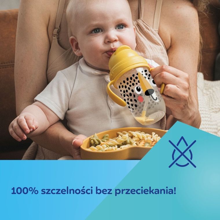 Canpol babies, BabiesBoo, kubek niekapek z rurką i odważnikiem, gepard, 270 ml