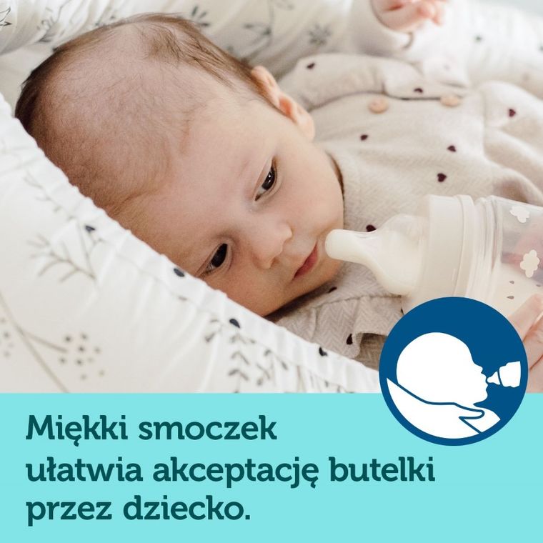 Canpol babies, EasyStart, Bonjour, butelka szeroka antykolkowa, różowa, 0m+, 120 ml