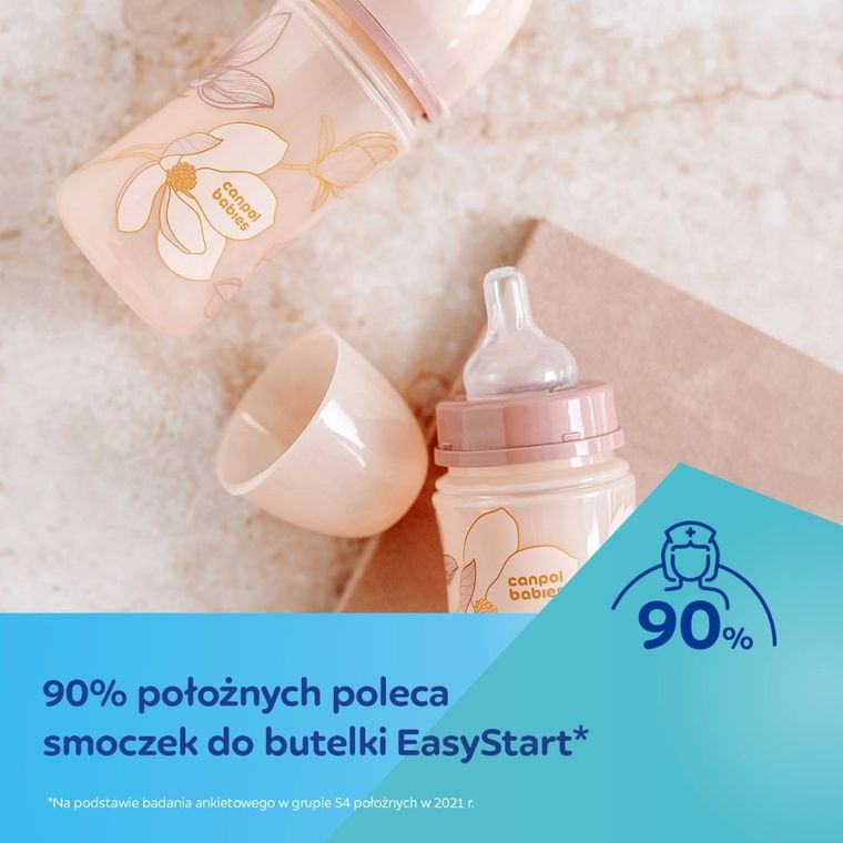 Canpol babies, EasyStart, Gold, butelka antykolkowa, pink, 240 ml